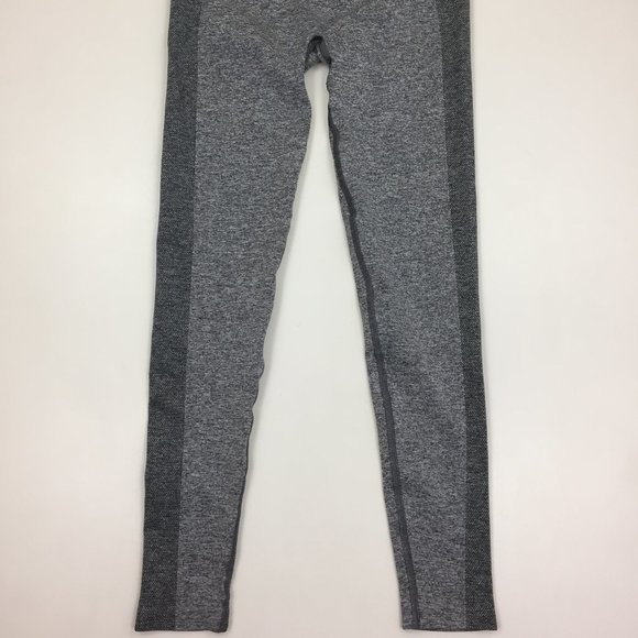 GYMSHARK Heather Gray Purple Logo Waistband Butt Pull On Active Leggings Pants - Picture 5 of 9